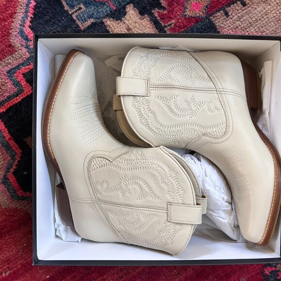 ba&sh LColt Western Booties Cream Size: 38 - Picture 2 of 7